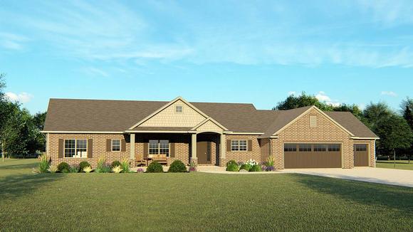 Ranch, Traditional House Plan 50691 with 3 Beds, 3 Baths, 3 Car Garage Elevation