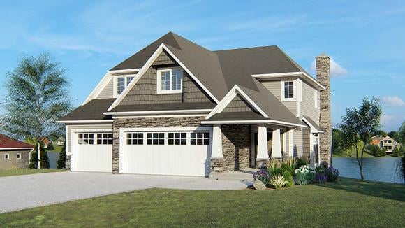 Bungalow, Cottage, Craftsman, Southern, Traditional House Plan 50692 with 5 Beds, 5 Baths, 3 Car Garage Elevation