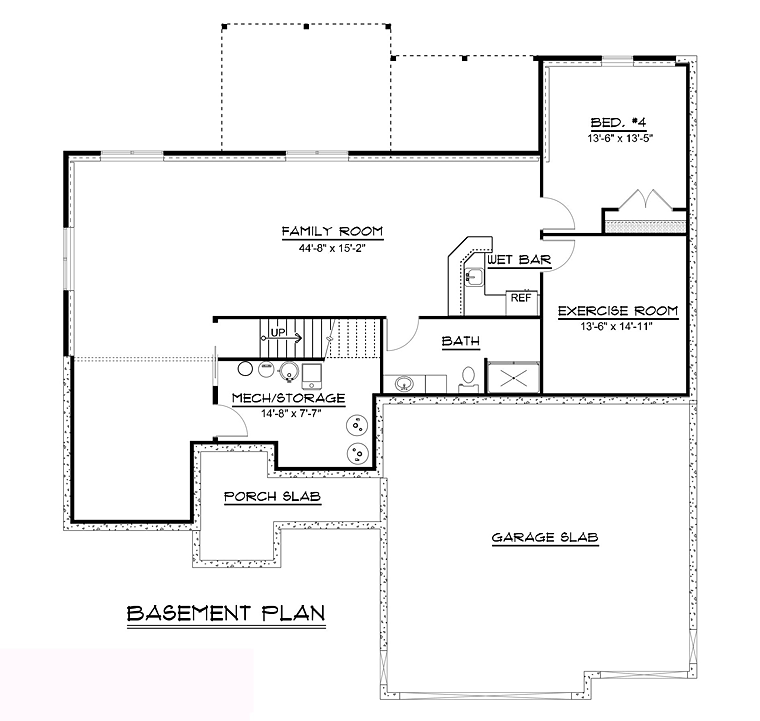 Ranch, Traditional House Plan 50697 with 3 Beds, 2 Baths, 3 Car Garage Lower Level Plan