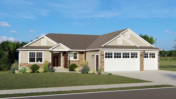 Ranch, Traditional House Plan 50697 with 3 Beds, 2 Baths, 3 Car Garage Elevation