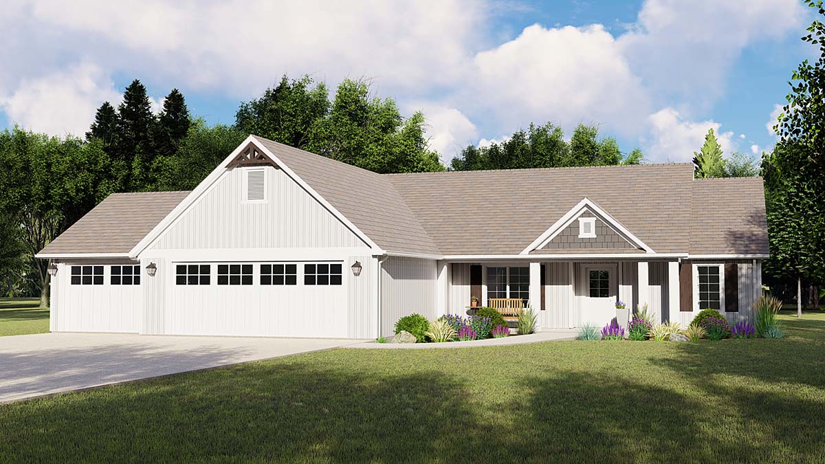 Ranch, Traditional House Plan 50698 with 3 Beds, 2 Baths, 3 Car Garage Elevation