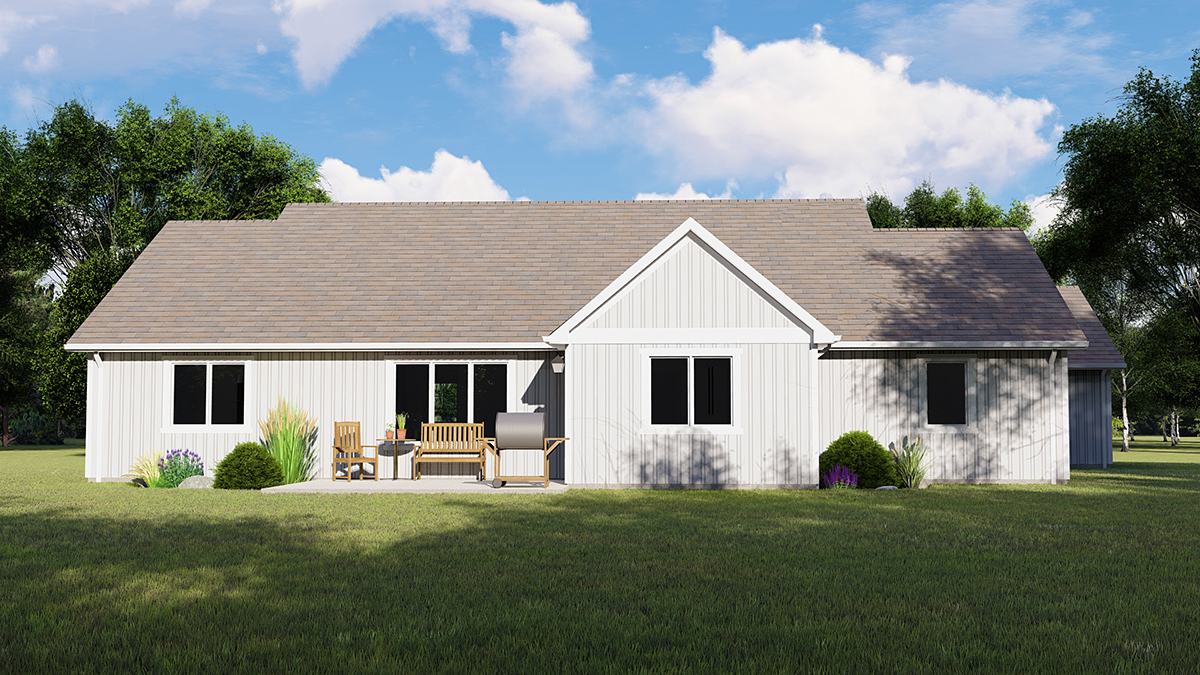 Ranch, Traditional House Plan 50698 with 3 Beds, 2 Baths, 3 Car Garage Rear Elevation