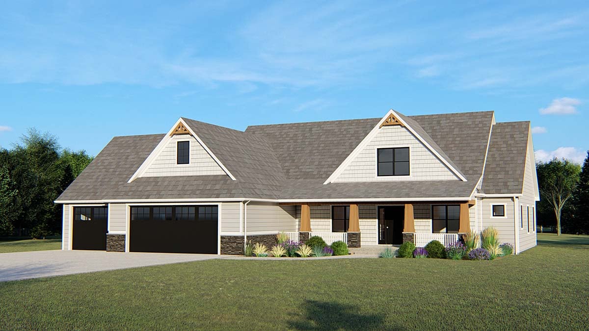 Country, Craftsman, Southern, Traditional House Plan 50699 with 5 Beds, 4 Baths, 3 Car Garage Elevation