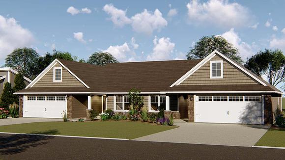 Craftsman, Traditional House Plan 50701 with 3 Beds, 2 Baths, 2 Car Garage Elevation