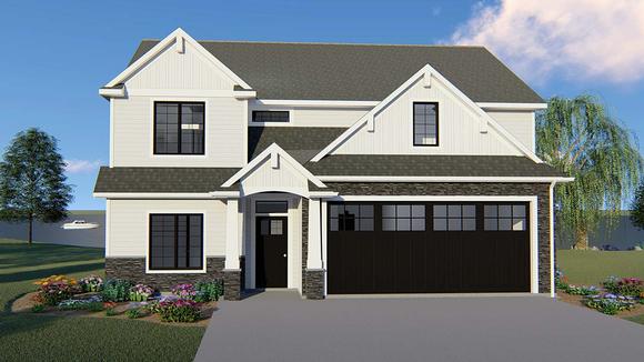 Bungalow, Craftsman, Traditional House Plan 50706 with 5 Beds, 4 Baths, 2 Car Garage Elevation