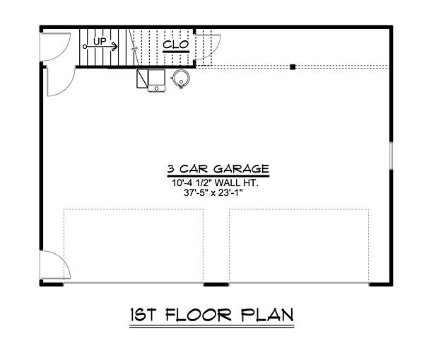 Colonial, Contemporary 3 Car Garage Apartment Plan 50707 with 1 Beds, 1 Baths Level One