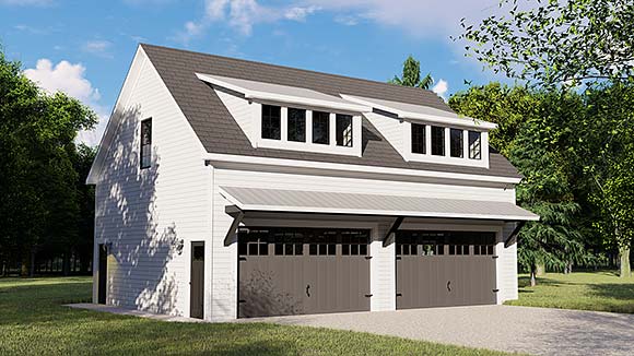 Colonial, Contemporary 3 Car Garage Apartment Plan 50707 with 1 Beds, 1 Baths Elevation
