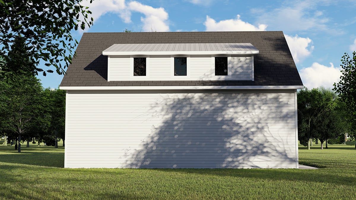 Colonial, Contemporary 3 Car Garage Apartment Plan 50707 with 1 Beds, 1 Baths Rear Elevation