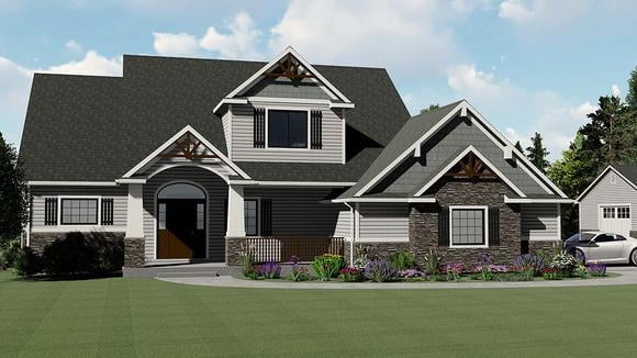 Bungalow, Cottage, Country, Craftsman, Southern, Traditional, Tudor House Plan 50713 with 3 Beds, 3 Baths, 2 Car Garage Elevation