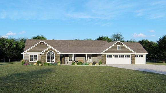 Ranch House Plan 50720 with 3 Beds, 3 Baths, 3 Car Garage Elevation