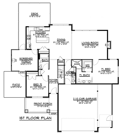 Cottage, Country, Craftsman, Traditional House Plan 50725 with 2 Beds, 2 Baths, 2 Car Garage First Level Plan