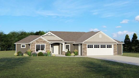 Country, Ranch House Plan 50730 with 3 Beds, 2 Baths, 2 Car Garage Elevation