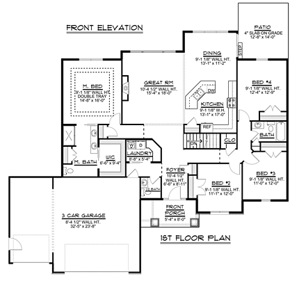 Country, Craftsman, Ranch House Plan 50735 with 4 Beds, 3 Baths, 3 Car Garage First Level Plan