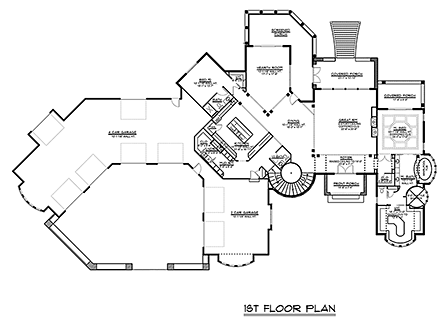 Italian, Mediterranean House Plan 50742 with 6 Beds, 9 Baths, 6 Car Garage First Level Plan