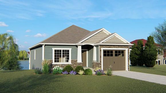 Craftsman, Traditional House Plan 50749 with 3 Beds, 2 Baths, 1 Car Garage Elevation