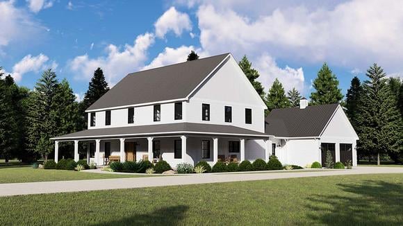 Country, Farmhouse, Southern, Traditional House Plan 50753 with 5 Beds, 3 Baths, 2 Car Garage Elevation