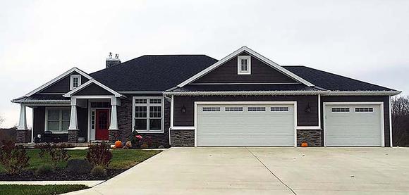 Bungalow, Traditional House Plan 50754 with 4 Beds, 3 Baths, 3 Car Garage Elevation