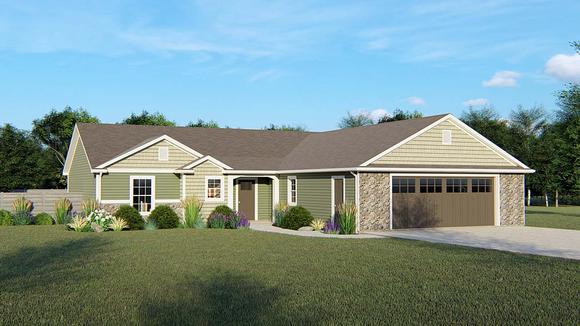 Ranch, Traditional House Plan 50760 with 3 Beds, 3 Baths, 2 Car Garage Elevation