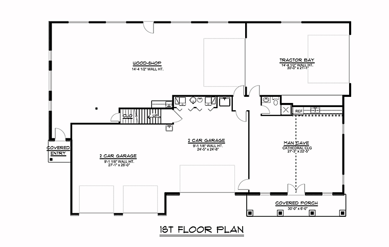 Traditional 4 Car Garage Apartment Plan 50763 Level One