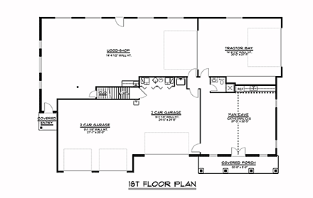 Traditional 4 Car Garage Apartment Plan 50763 First Level Plan
