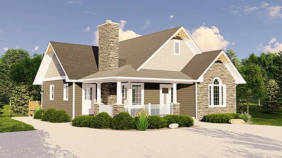 Country, Craftsman House Plan 50765 with 4 Beds, 3 Baths Elevation