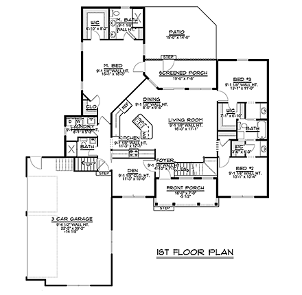 European, Traditional House Plan 50767 with 5 Beds, 4 Baths, 3 Car Garage First Level Plan
