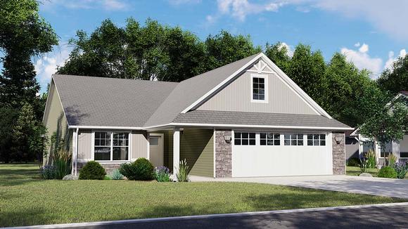 Ranch, Traditional House Plan 50769 with 3 Beds, 2 Baths, 2 Car Garage Elevation