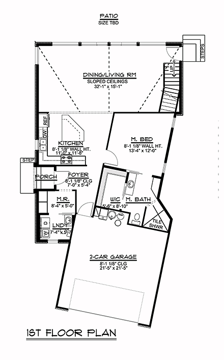 Country, Traditional House Plan 50770 with 3 Beds, 3 Baths, 2 Car Garage First Level Plan
