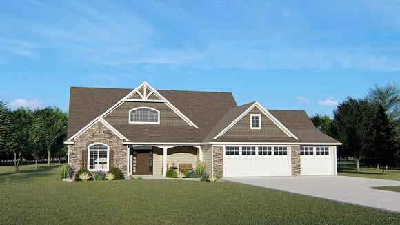 Country, Craftsman, Traditional House Plan 50771 with 4 Beds, 5 Baths, 3 Car Garage Elevation