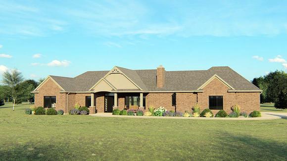 Ranch, Traditional House Plan 50772 with 2 Beds, 3 Baths, 2 Car Garage Elevation