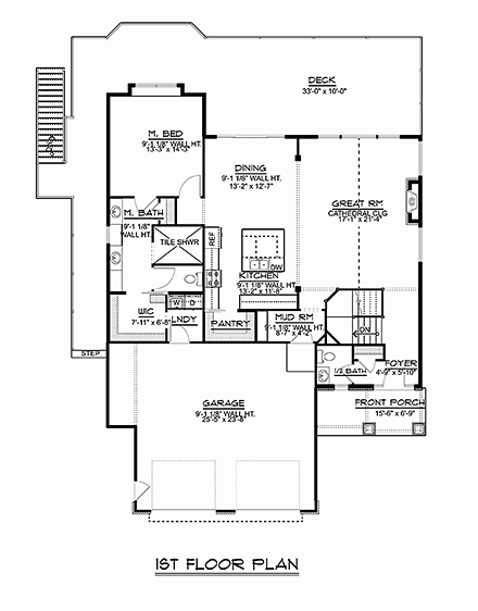 Cottage, Craftsman, Traditional House Plan 50777 with 4 Beds, 3 Baths, 2 Car Garage First Level Plan