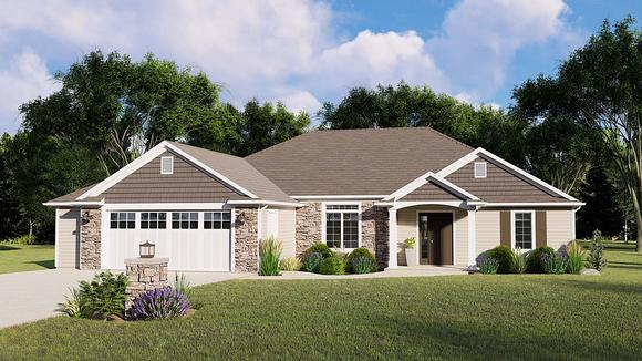 Craftsman, Ranch, Southern, Traditional House Plan 50779 with 3 Beds, 2 Baths, 2 Car Garage Elevation