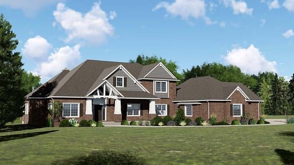Craftsman, Traditional House Plan 50781 with 4 Beds, 4 Baths, 4 Car Garage Elevation