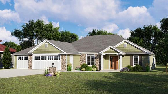 Ranch House Plan 50782 with 3 Beds, 2 Baths, 3 Car Garage Elevation