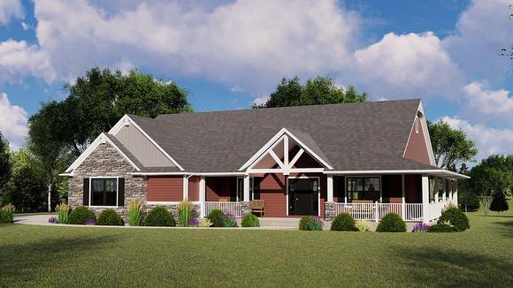 Country, Craftsman, Ranch, Traditional House Plan 50784 with 3 Beds, 2 Baths, 2 Car Garage Elevation