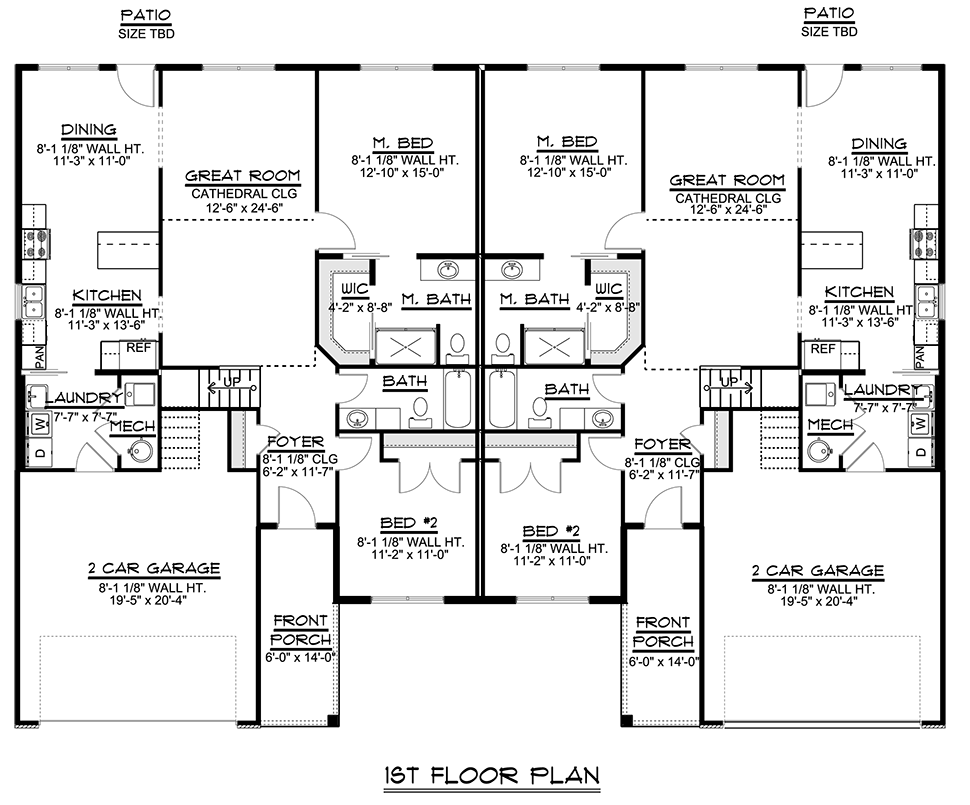 Colonial, Cottage, Country, Craftsman, Ranch, Traditional Multi-Family Plan 50789 with 6 Beds, 4 Baths, 4 Car Garage Level One
