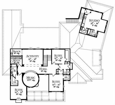 Mediterranean House Plan 50805 with 6 Beds, 7 Baths, 3 Car Garage Second Level Plan