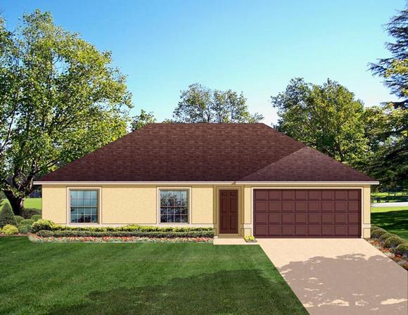 Colonial House Plan 50822 with 3 Beds, 2 Baths, 2 Car Garage Elevation