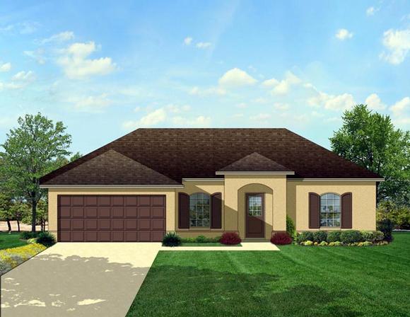 Colonial House Plan 50824 with 3 Beds, 2 Baths, 2 Car Garage Elevation
