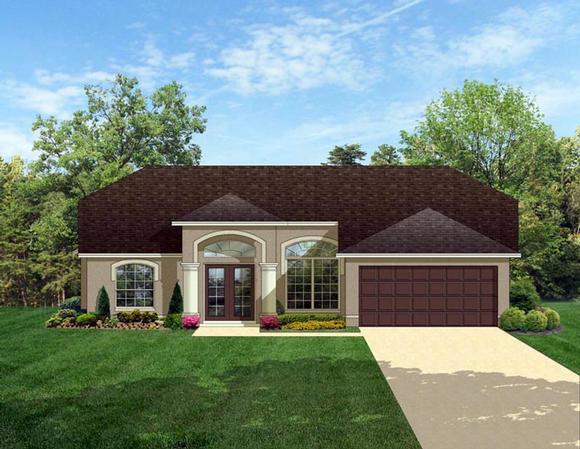 Colonial House Plan 50826 with 3 Beds, 2 Baths, 2 Car Garage Elevation