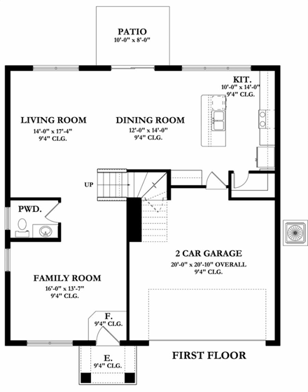 Mediterranean House Plan 50856 with 4 Beds, 3 Baths, 2 Car Garage First Level Plan