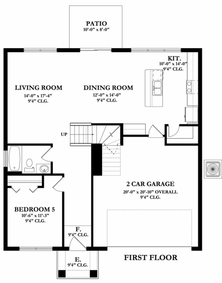 Mediterranean House Plan 50857 with 5 Beds, 3 Baths, 2 Car Garage First Level Plan