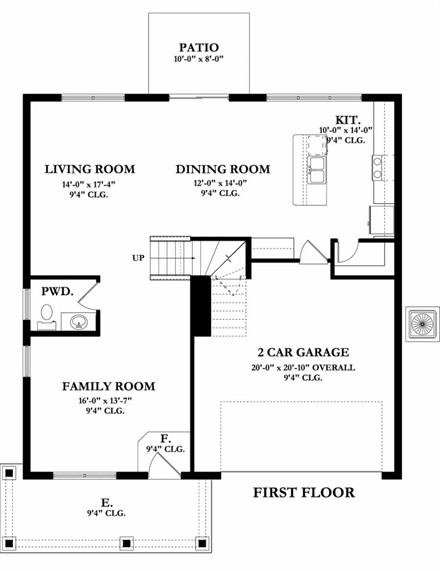 House Plan 50858 with 4 Beds, 3 Baths, 2 Car Garage First Level Plan