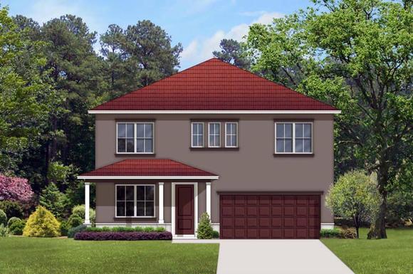 House Plan 50858 with 4 Beds, 3 Baths, 2 Car Garage Elevation