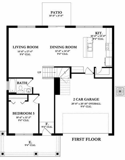 Mediterranean House Plan 50859 with 5 Beds, 3 Baths, 2 Car Garage First Level Plan