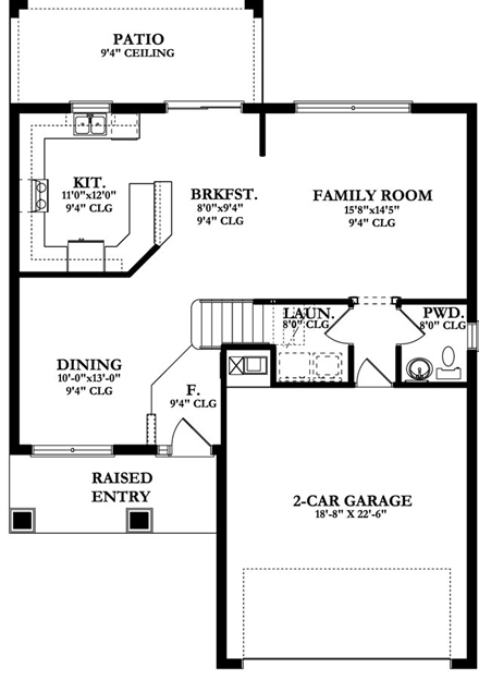 Prairie House Plan 50864 with 4 Beds, 3 Baths, 2 Car Garage First Level Plan