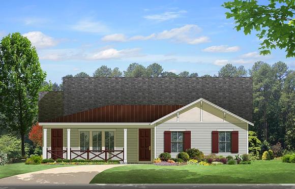 Cottage, Country, Florida House Plan 50866 with 3 Beds, 3 Baths, 2 Car Garage Elevation