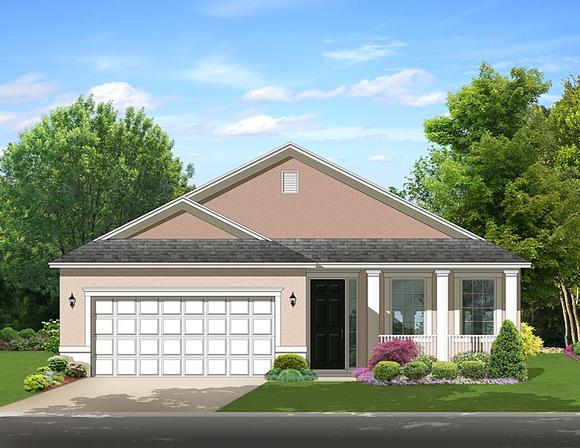 Florida, Traditional House Plan 50868 with 2 Beds, 2 Baths, 2 Car Garage Elevation