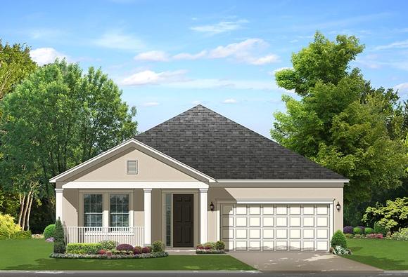 Contemporary, Florida, Traditional House Plan 50873 with 3 Beds, 2 Baths, 2 Car Garage Elevation