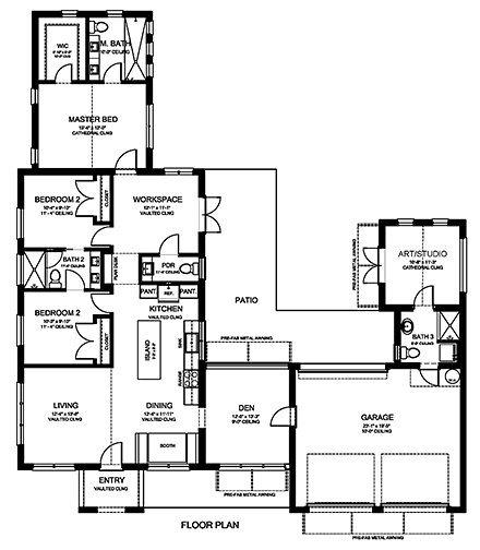 Colonial, Contemporary, European House Plan 50890 with 3 Beds, 4 Baths, 2 Car Garage First Level Plan